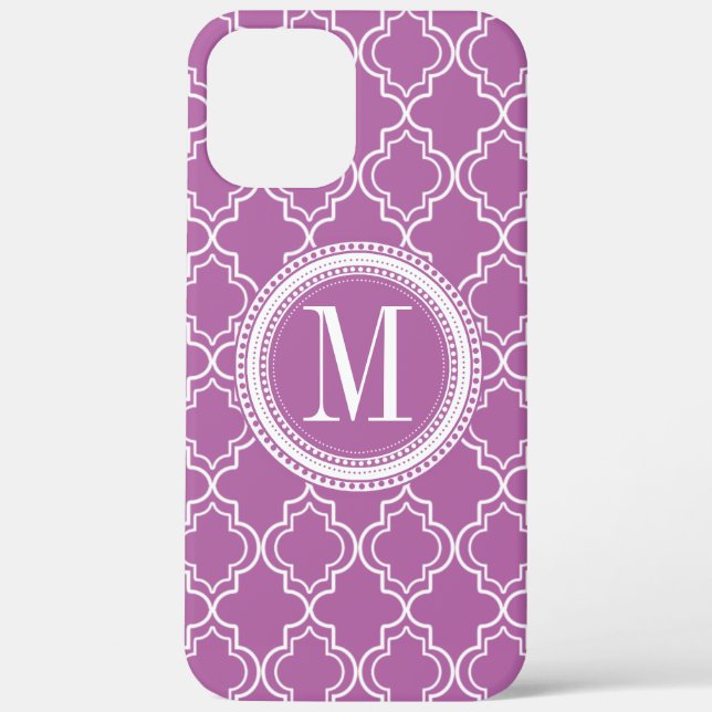 Lilac Moroccan Trellis Monogram Case-Mate iPhone Case (Back)