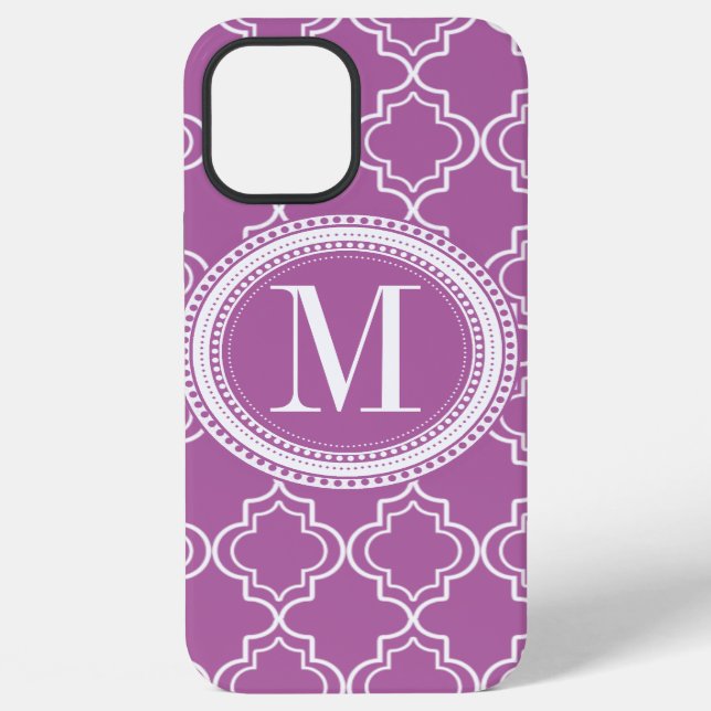 Lilac Moroccan Trellis Monogram iPhone Case (Back)