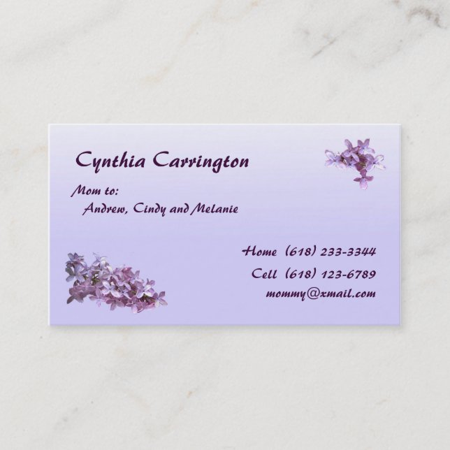 Lilac Mummy Calling Card (Front)
