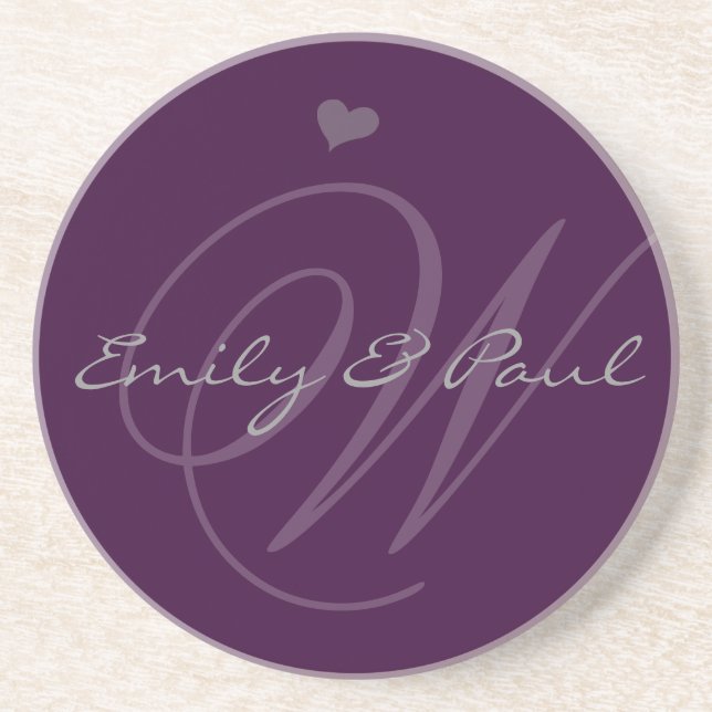 Lilac Musical Monogram Wedding Anniversary Coaster (Front)