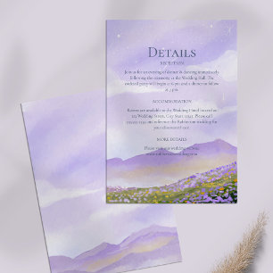 Lilac Night Sky Mountains Meadow Wedding Details  Invitation