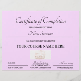 Lilac Online Course Certificate of Completion