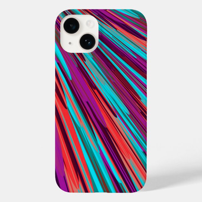 Lilac Orange Teal Abstract Geometric Feathers Case-Mate iPhone Case (Back)