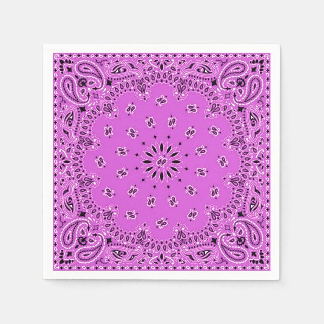 Lilac Orchid Pink Paisley Bandanna Scarf BBQ Picni Napkin (Front)