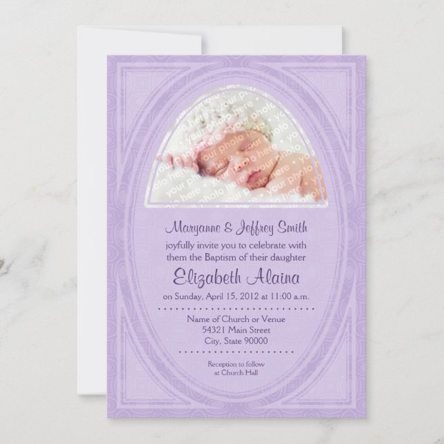 Lilac Ovals Baptism Invitation (Front)