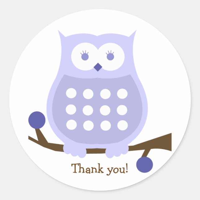 LILAC OWL Round Favour Sticker | Envelope Seal (Front)