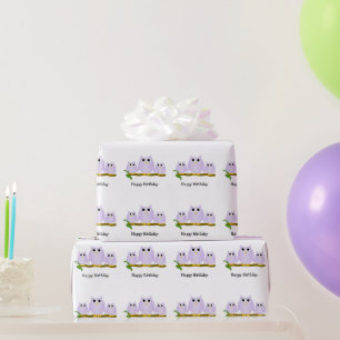 Lilac Owls Design Birthday Gift Wrapping Paper