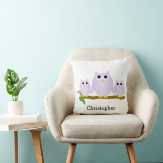 Lilac Owls Design Personalised Cushion