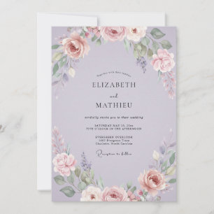 Lilac Painted Petal Wedding Invitation