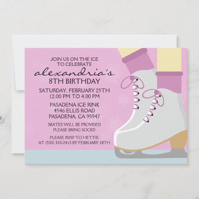 Lilac Pale Skin Skate Laces Ice Skating Party Invitation (Front)