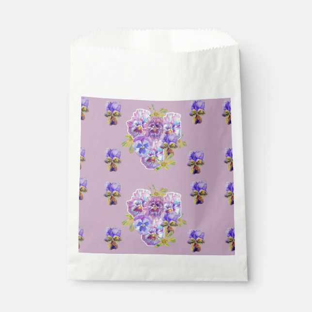 Lilac Pansy Purple Flowers floral Party Favor Bags (Front)