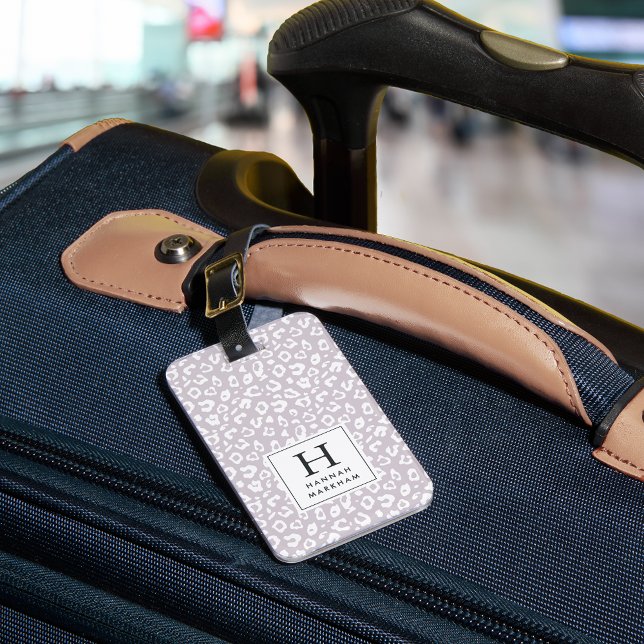 Lilac | Pastel Leopard Print Monogram Luggage Tag (Creator Uploaded)