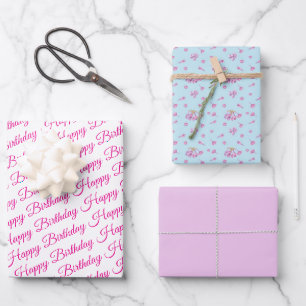 lilac pattern Wrapping Paper Flat Sheet Set of 3