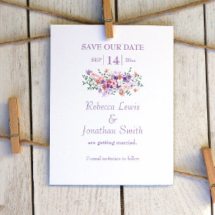 Lilac & Peach Bouquet Wedding Save the Date Invitation