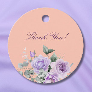 Lilac Peach Floral Baby Shower Thank You Favour Tags
