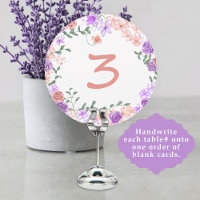 Lilac & Peach Floral Wedding Table Number Sign