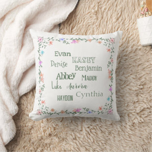 Lilac, Peach & Pink Floral Vines Border Grandma's Cushion