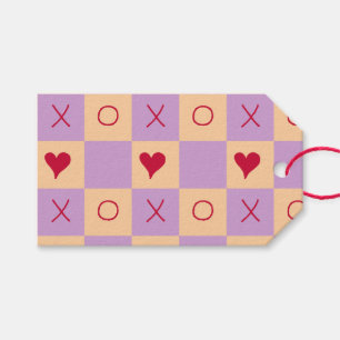 Lilac Peach XO heart Chequered Gift Tags