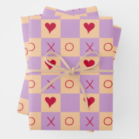 Lilac Peach XO heart Chequered