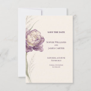 Lilac Peony Ivory Botanical Wedding Save The Date