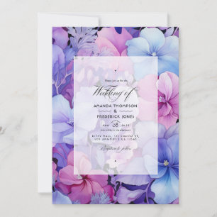 Lilac, Periwinkle and Lavender Floral Wedding Invitation