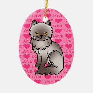 Lilac Persian Cat Love Ceramic Tree Decoration