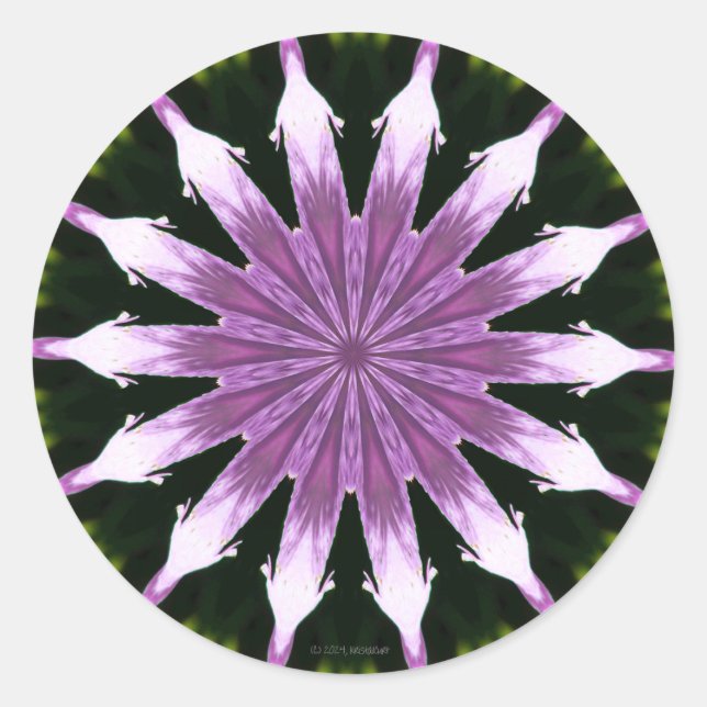 Lilac Petunia Kaleidoscope Classic Round Stickers (Front)