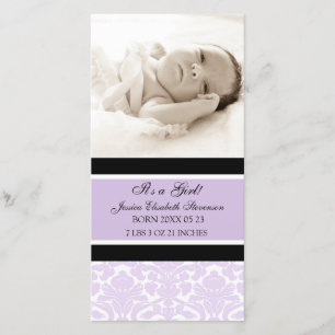 Lilac Photo Template New Baby Birth Announcement