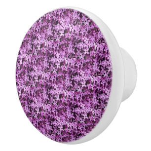 Lilac Photo Tiled Half Drop Ceramic Knob