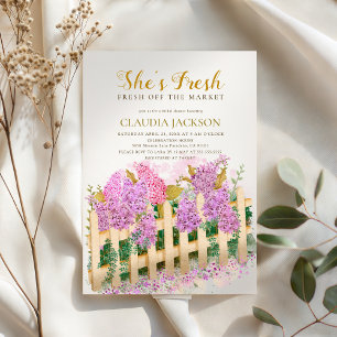 Lilac Picket Fence She's Fresh Bridal Shower Invitation