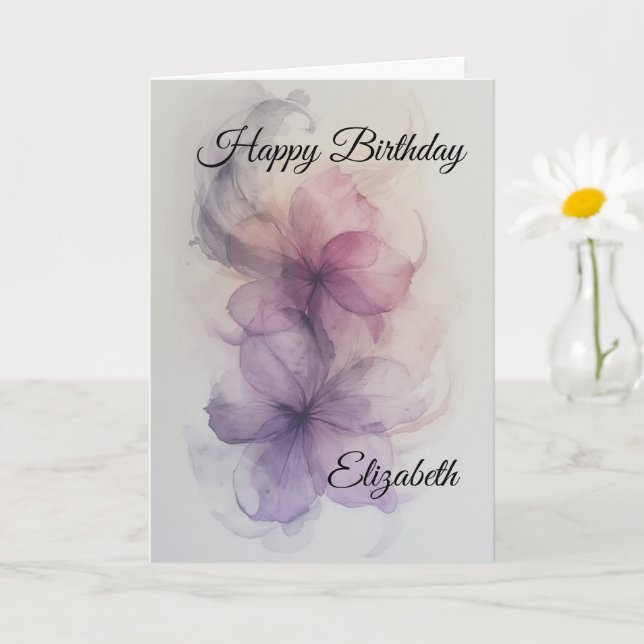 Lilac, pink and grey flower design card (Small Plant)