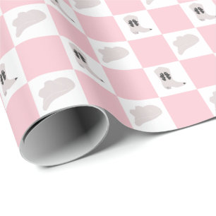 Lilac Pink Chequered Cowgirl Rodeo Pattern Wrapping Paper