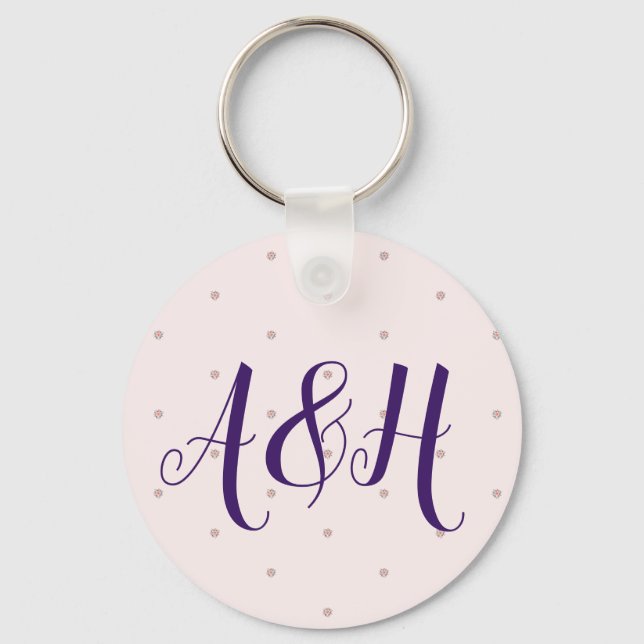 Lilac Pink Girly Modern Name Monogram Template Key Ring (Front)
