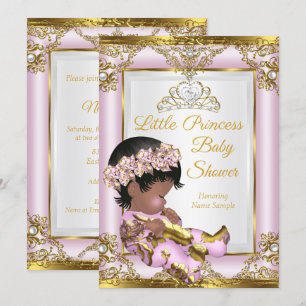 Lilac Pink Gold Princess Baby Shower Ethnic Invitation