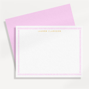 Lilac Pink Hand Painted Striped Frame Note Card