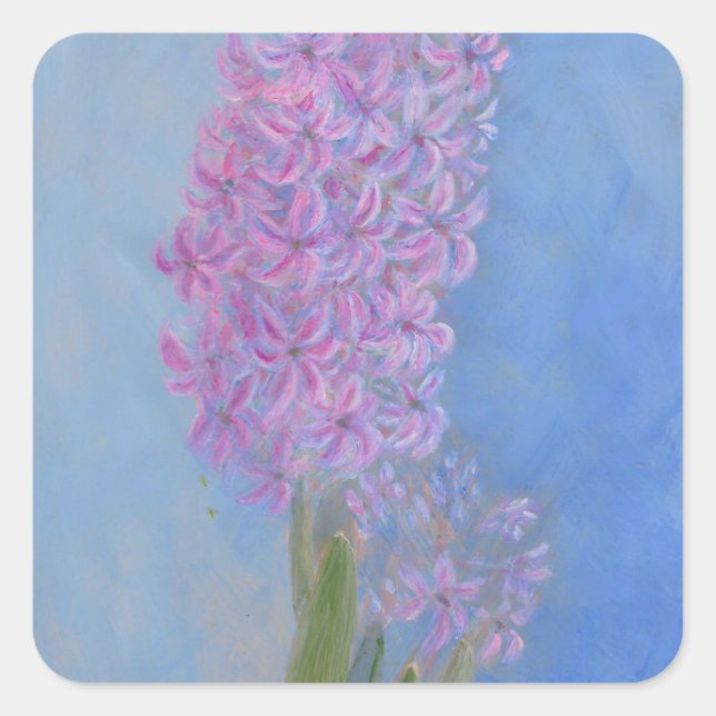 Lilac Pink Hyacinth Flower painting  Square Sticker (Front)