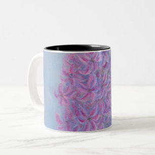Lilac Pink Hyacinth Flower painting Two-Tone Coffee Mug