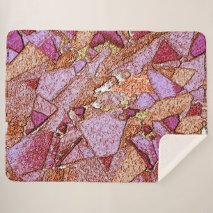 Lilac pink painted volcanic rock drawing sherpa blanket