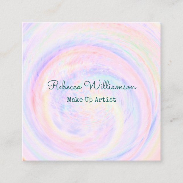 Lilac Pink Pastel Swirl Make Up Artist Square Business Card (Front)