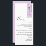 Lilac Pink Personalised with Guest Name Elegant Menu<br><div class="desc">Why spend in place cards and menu cards when you can have an elegant All-in-one elegant Menu personalised with each guest's name, or the name of the guest of honour! Contemporary, simple, and elegant design with beautiful modern handwritten calligraphy. The stripe on the top right corner is in a lilac...</div>