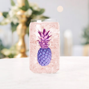 Lilac & Pink Pineapple Can Glass