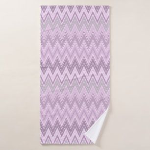 Lilac, pink , zigzag bath towel