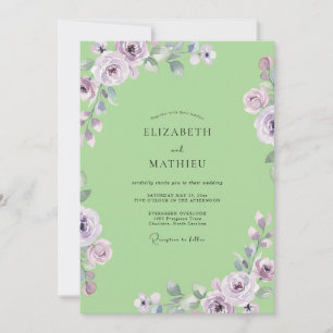 Lilac Pistachio Ranunculus Eucalyptus Wedding Invitation