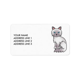 Lilac Point Birman/Ragdoll Cat & Custom Text Label