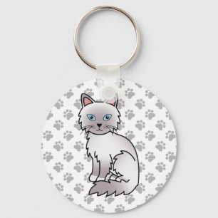 Lilac Point Birman / Ragdoll Cat Illustration Key Ring