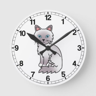 Lilac Point Birman / Ragdoll Cat Round Clock