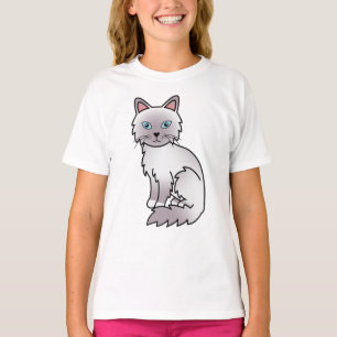 Lilac Point Birman / Ragdoll Cute Cartoon Cat T-Shirt