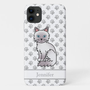 Lilac Point Birman / Ragdoll Cute Cat & Name iPhone 11 Case