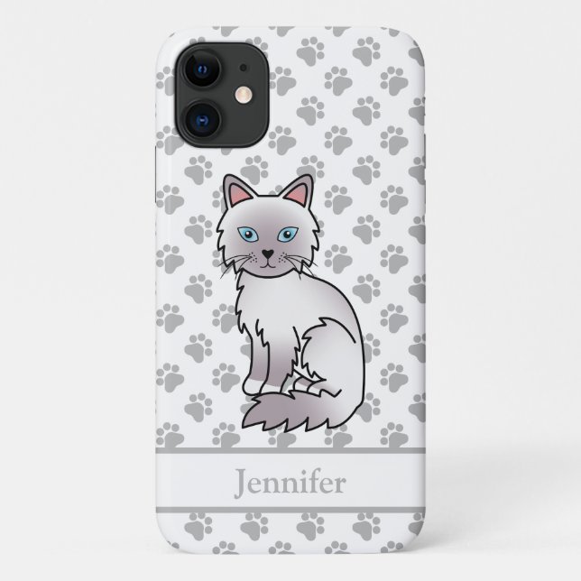 Lilac Point Birman / Ragdoll Cute Cat & Name Case-Mate iPhone Case (Back)