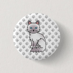 Lilac Point Birman / Ragdoll Cute Cat & Paws 3 Cm Round Badge